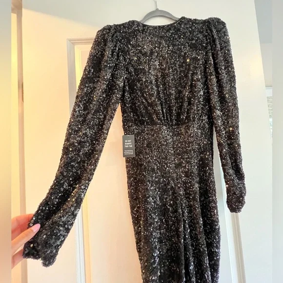Express sequin evening dress with 3/4 sleeve. New with tags in size small! - Picture 6 of 8